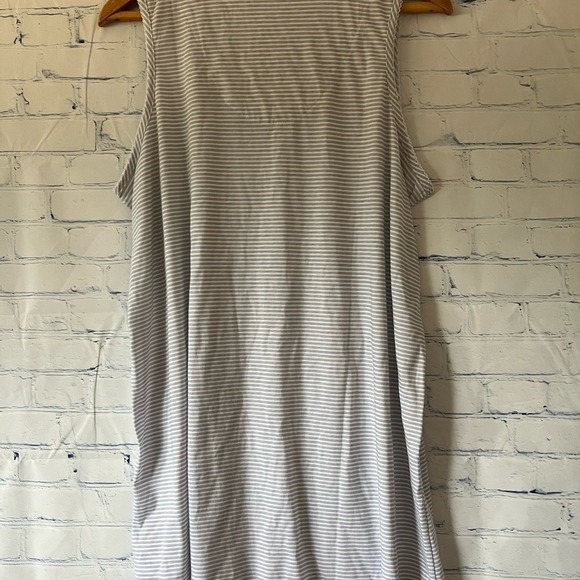 NWTs Carole Hoffman Striped Gray Sleeveless Cotton Nightgown Size XL - Picture 3 of 3